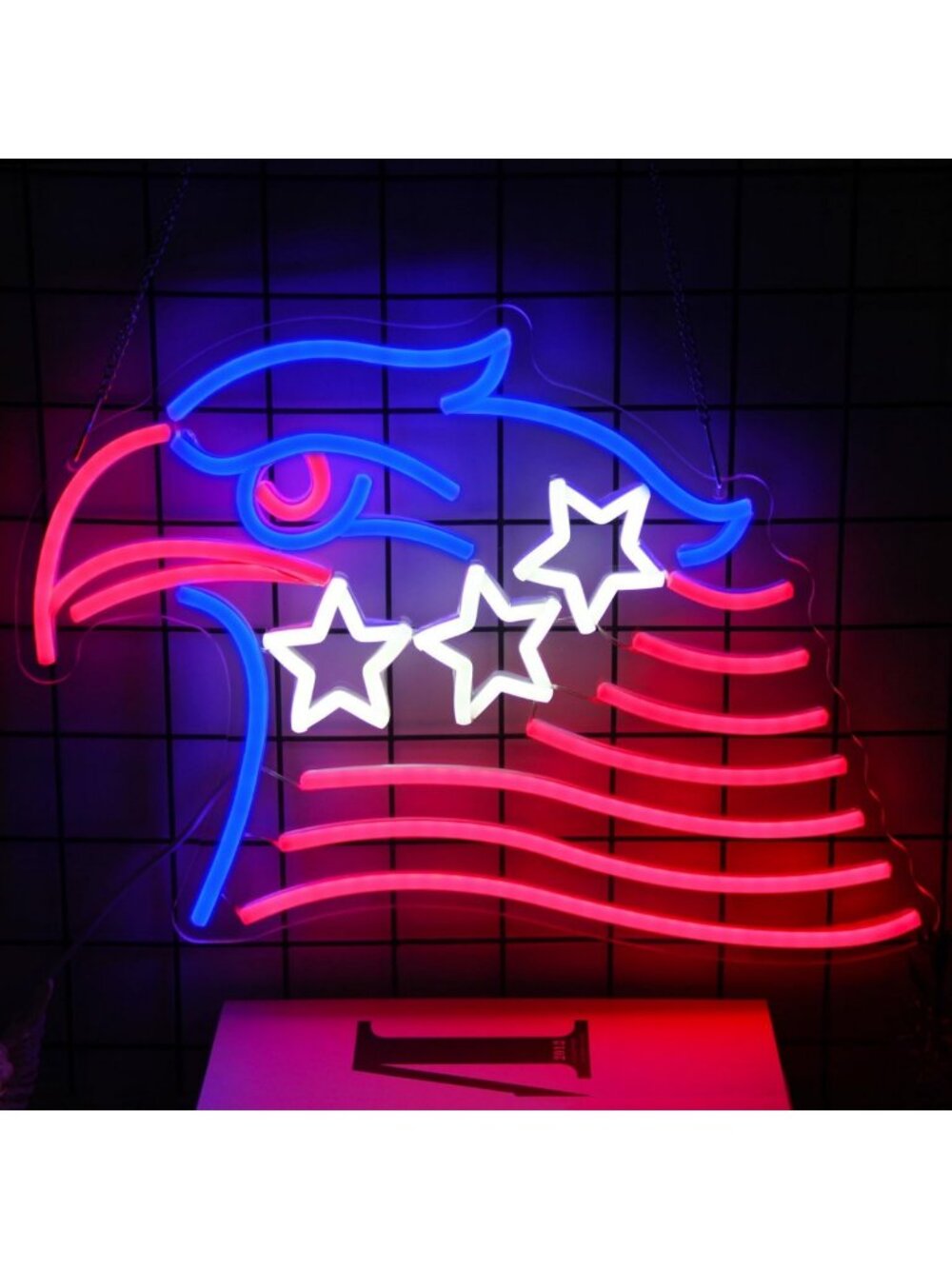 Patriotic Eagle Neon Sign - USA Stars & Stripes Wall Decor Light for Home